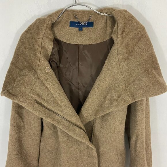 Cole Haan Women's Tie-Waist Wool & Alpaca Blend Wrap Coat Sz 12 Maple Sugar NWOT - Picture 10 of 15
